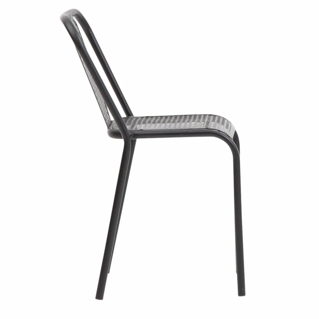 Made in Meubles Chaise<Chaise perforée en métal noir Julien (lot de 2)