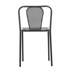Made in Meubles Chaise<Chaise perforée en métal noir Julien (lot de 2)