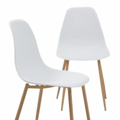 Made in Meubles Chaise<Chaise scandinave blanc pieds compas Marius (lot de 2)