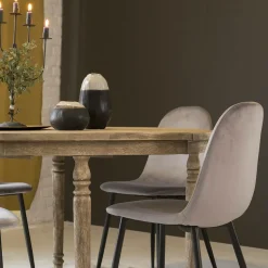 Made in Meubles Chaise<Chaise scandinave en velours gris Copenhague (lot de 2)