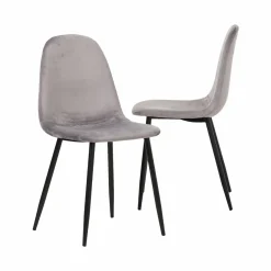 Made in Meubles Chaise<Chaise scandinave en velours gris Copenhague (lot de 2)