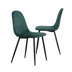 Made in Meubles Chaise<Chaise scandinave en velours vert Copenhague (lot de 2)