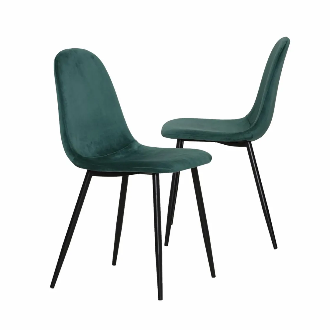Made in Meubles Chaise<Chaise scandinave en velours vert Copenhague (lot de 2)