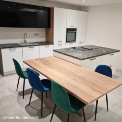 Made in Meubles Chaise<Chaise scandinave en velours vert Copenhague (lot de 2)