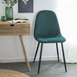 Made in Meubles Chaise<Chaise scandinave en velours vert Copenhague (lot de 2)