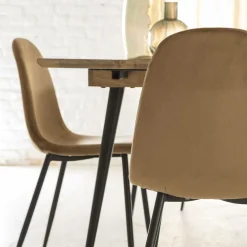 Made in Meubles Chaise<Chaise scandinave en velours marron café Copenhague (lot de 2)