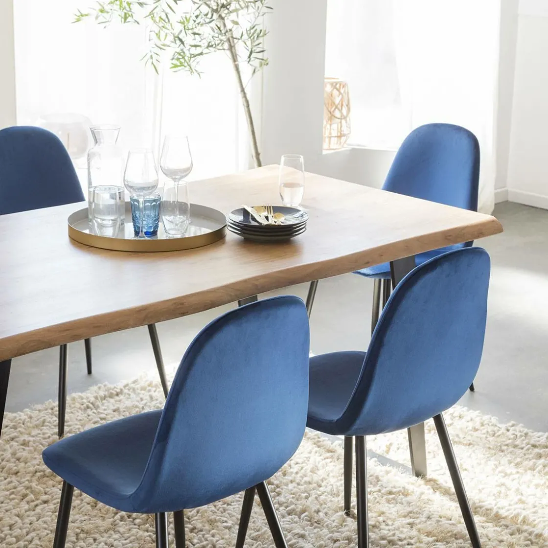 Made in Meubles Chaise<Chaise scandinave en velours bleu roi Copenhague (lot de 2)