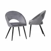 Made in Meubles Chaise<Chaise style fauteuil en velours gris souris Elouan (lot de 2)