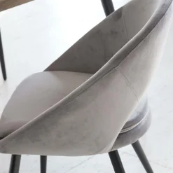 Made in Meubles Chaise<Chaise style fauteuil en velours gris souris Elouan (lot de 2)