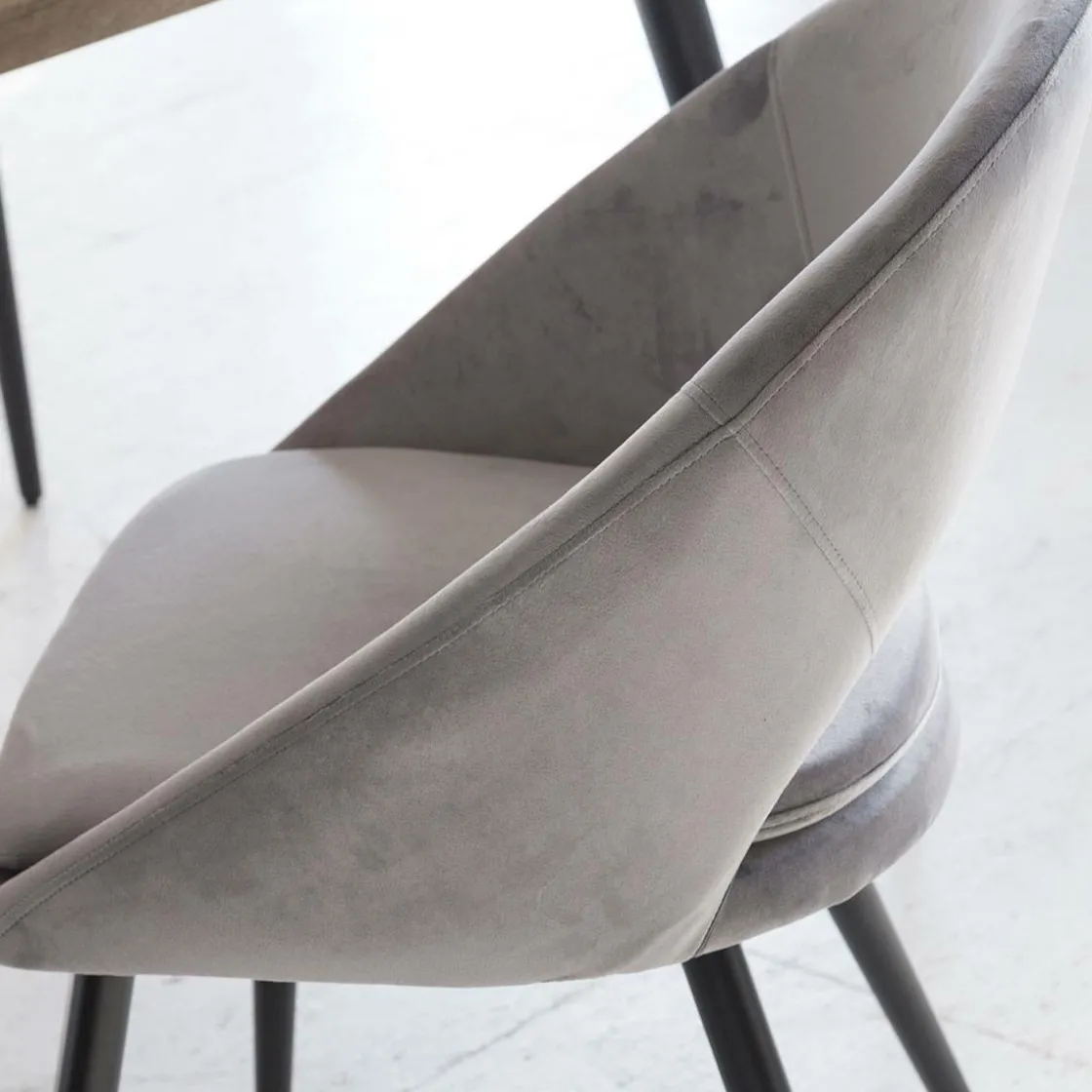 Made in Meubles Chaise<Chaise style fauteuil en velours gris souris Elouan (lot de 2)