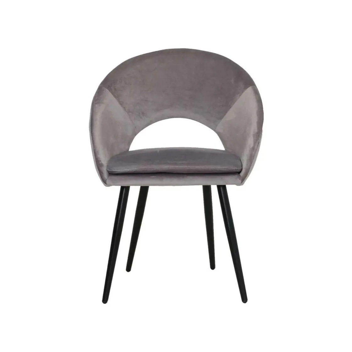 Made in Meubles Chaise<Chaise style fauteuil en velours gris souris Elouan (lot de 2)
