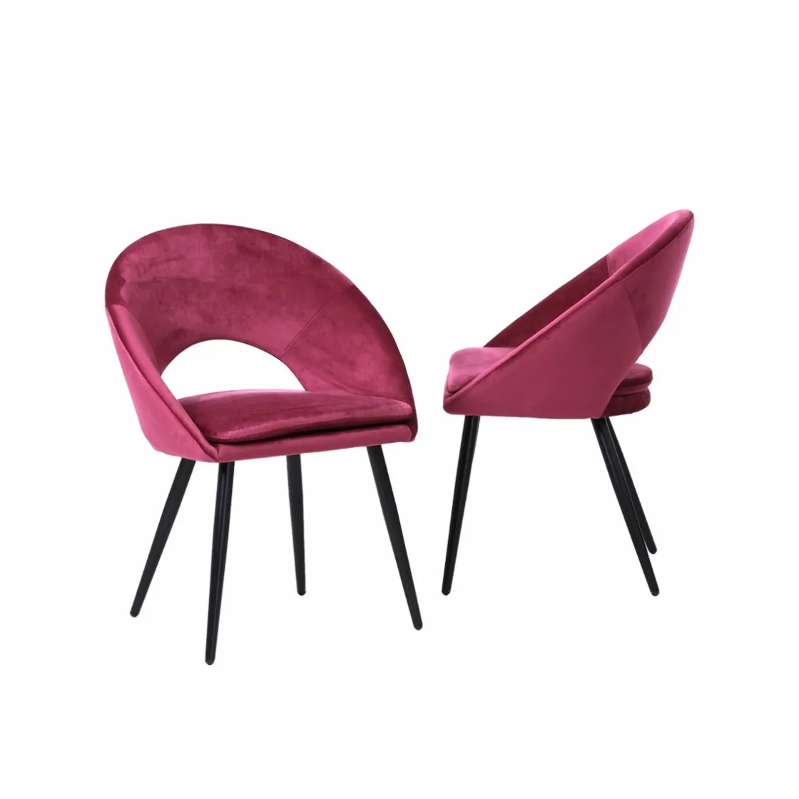 Made in Meubles Chaise<Chaise style fauteuil en velours rose framboise Elouan (lot de 2)
