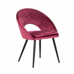 Made in Meubles Chaise<Chaise style fauteuil en velours rose framboise Elouan (lot de 2)