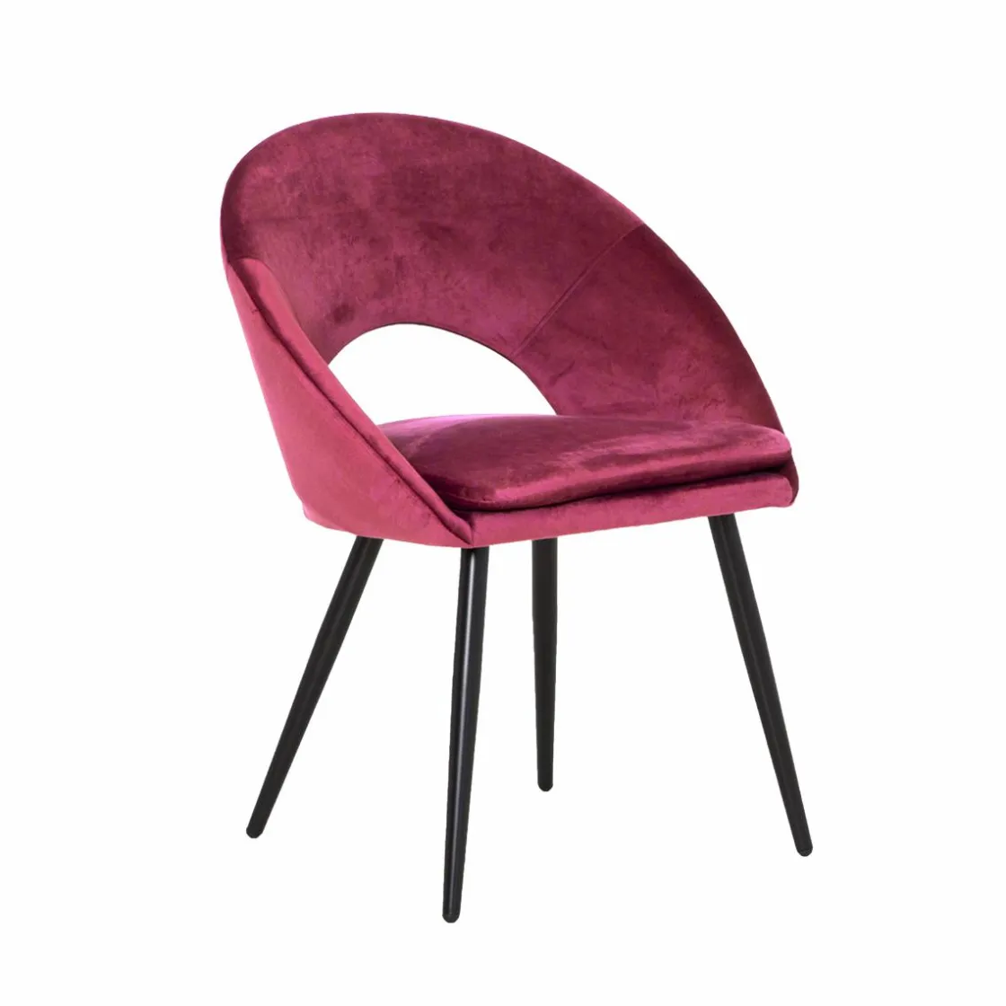 Made in Meubles Chaise<Chaise style fauteuil en velours rose framboise Elouan (lot de 2)