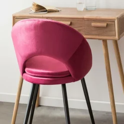 Made in Meubles Chaise<Chaise style fauteuil en velours rose framboise Elouan (lot de 2)