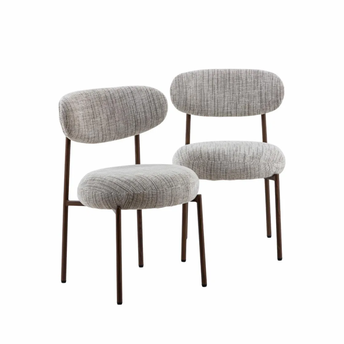 Made in Meubles Chaise<Chaise tissu écru chiné taupe pieds métal effet bois Janis (lot de 2)