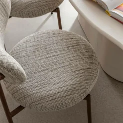 Made in Meubles Chaise<Chaise tissu écru chiné taupe pieds métal effet bois Janis (lot de 2)