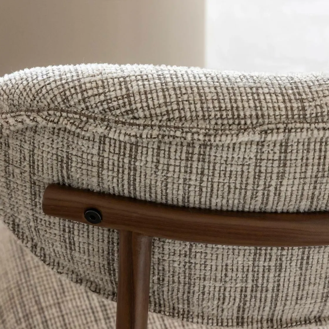 Made in Meubles Chaise<Chaise tissu écru chiné taupe pieds métal effet bois Janis (lot de 2)