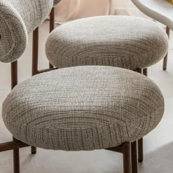 Made in Meubles Chaise<Chaise tissu écru chiné taupe pieds métal effet bois Janis (lot de 2)