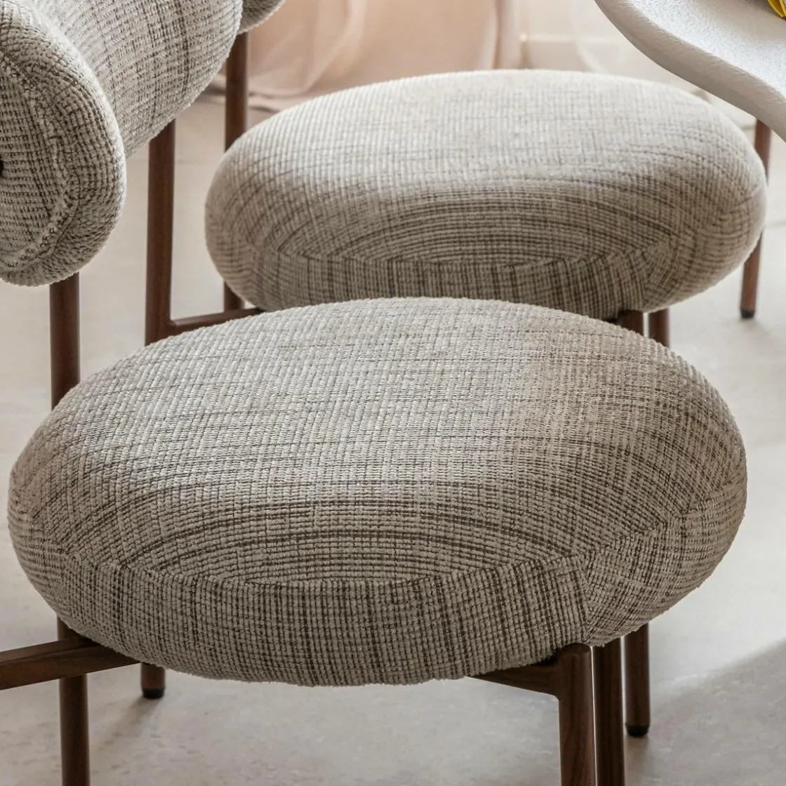 Made in Meubles Chaise<Chaise tissu écru chiné taupe pieds métal effet bois Janis (lot de 2)