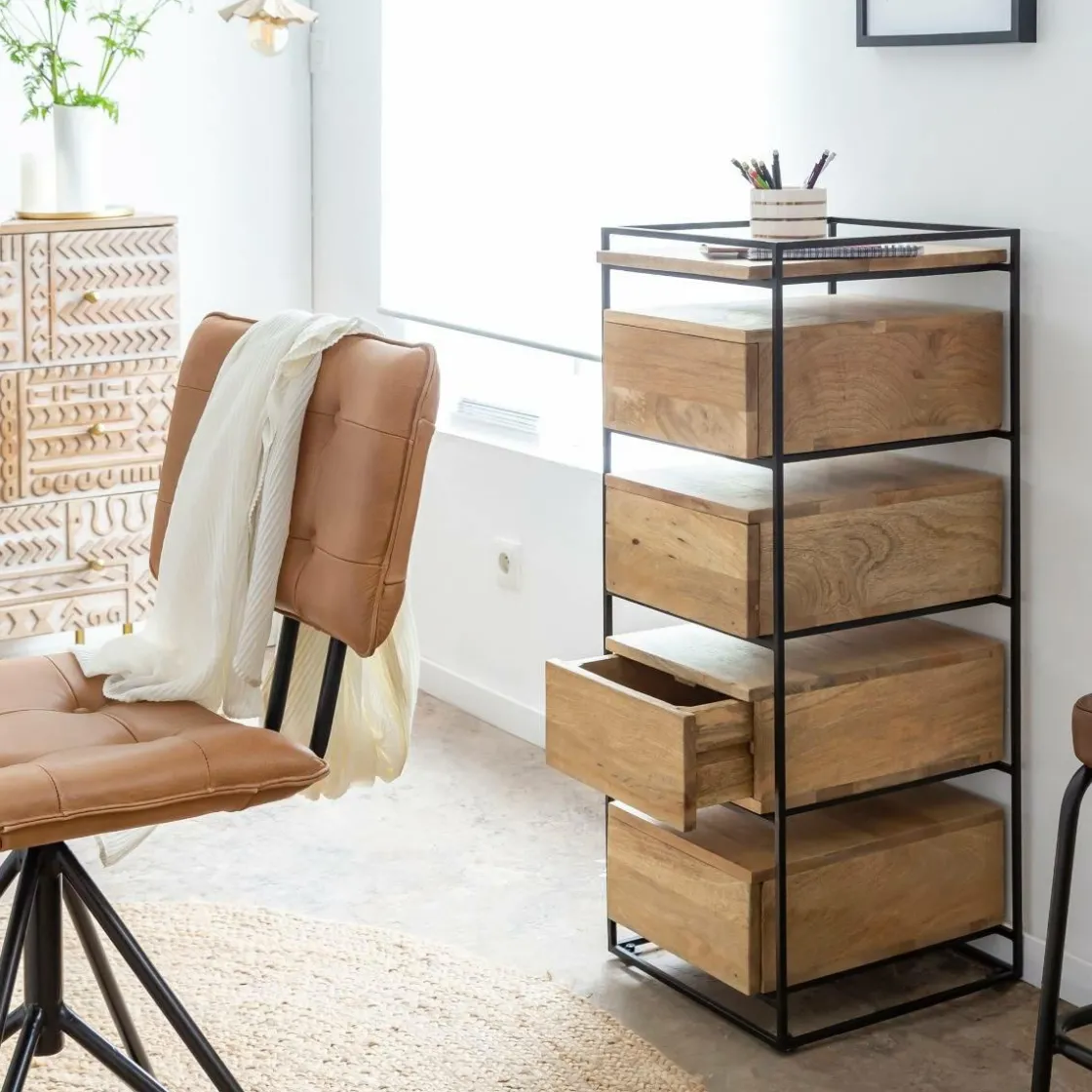 Made in Meubles Chiffonnier<Chiffonnier en bois de manguier et métal Haïcé