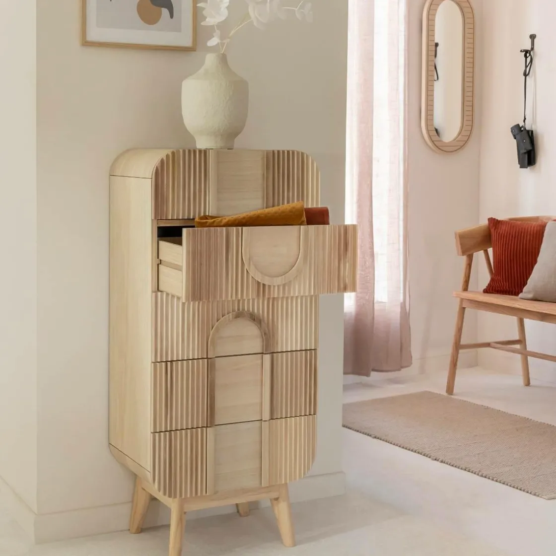 Made in Meubles Chiffonnier|Meuble De Rangement<Chiffonnier en bois de paulownia Nilo