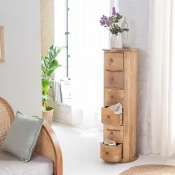 Made in Meubles Chiffonnier<Chiffonnier rond en bois de manguier Maëva