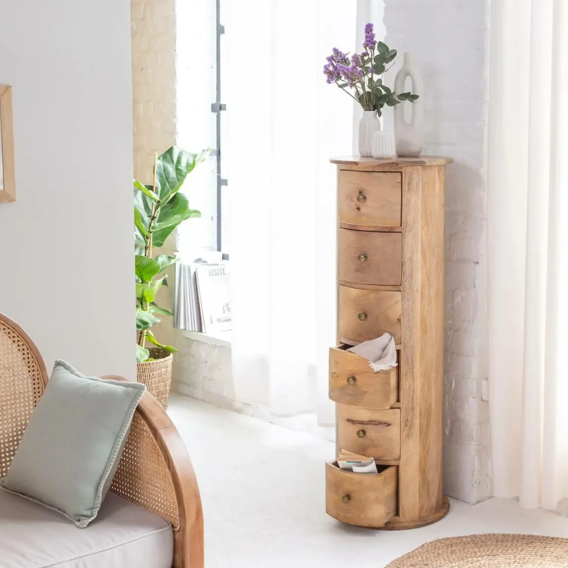 Made in Meubles Chiffonnier<Chiffonnier rond en bois de manguier Maëva