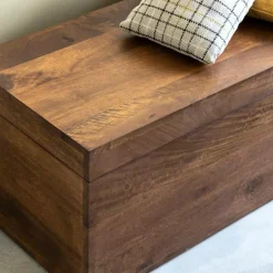 Made in Meubles Banc|Meuble De Rangement<Coffre banc en bois de manguier foncé Babeth