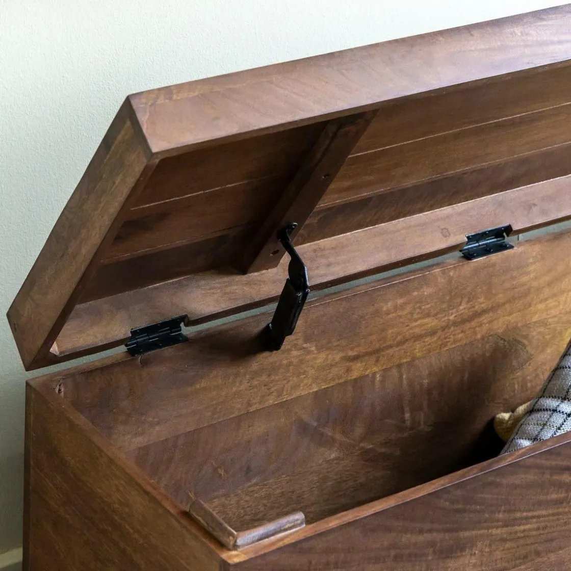 Made in Meubles Banc|Meuble De Rangement<Coffre banc en bois de manguier foncé Babeth