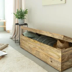 Made in Meubles Banc|Meuble De Rangement<Coffre banc en bois de manguier clair Babeth