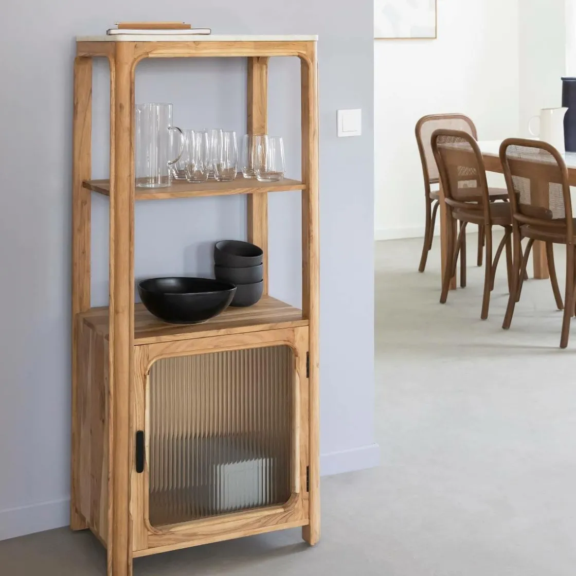 Made in Meubles Colonne<Colonne en bois d'acacia et marbre Emyr