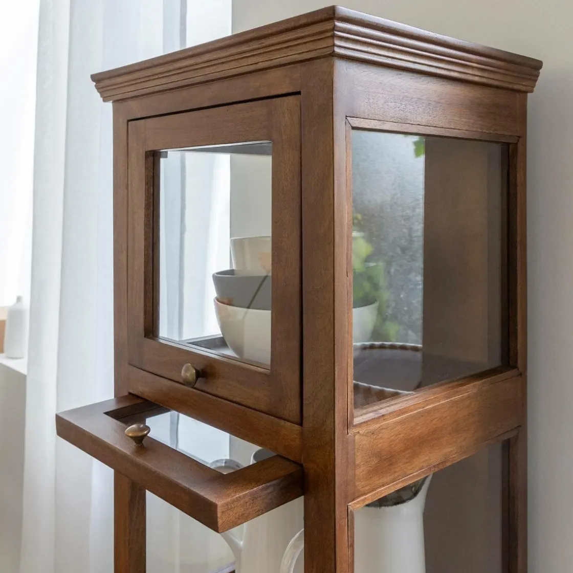 Made in Meubles Vitrine<Colonne vitrée en bois de manguier Remick