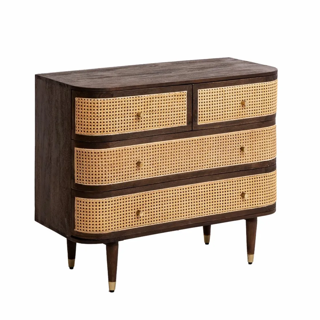 Made in Meubles Commode<Commode 4 tiroirs en bois de manguier et cannage Soren
