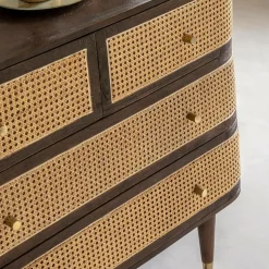 Made in Meubles Commode<Commode 4 tiroirs en bois de manguier et cannage Soren