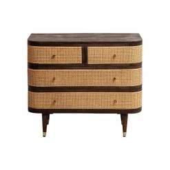 Made in Meubles Commode<Commode 4 tiroirs en bois de manguier et cannage Soren