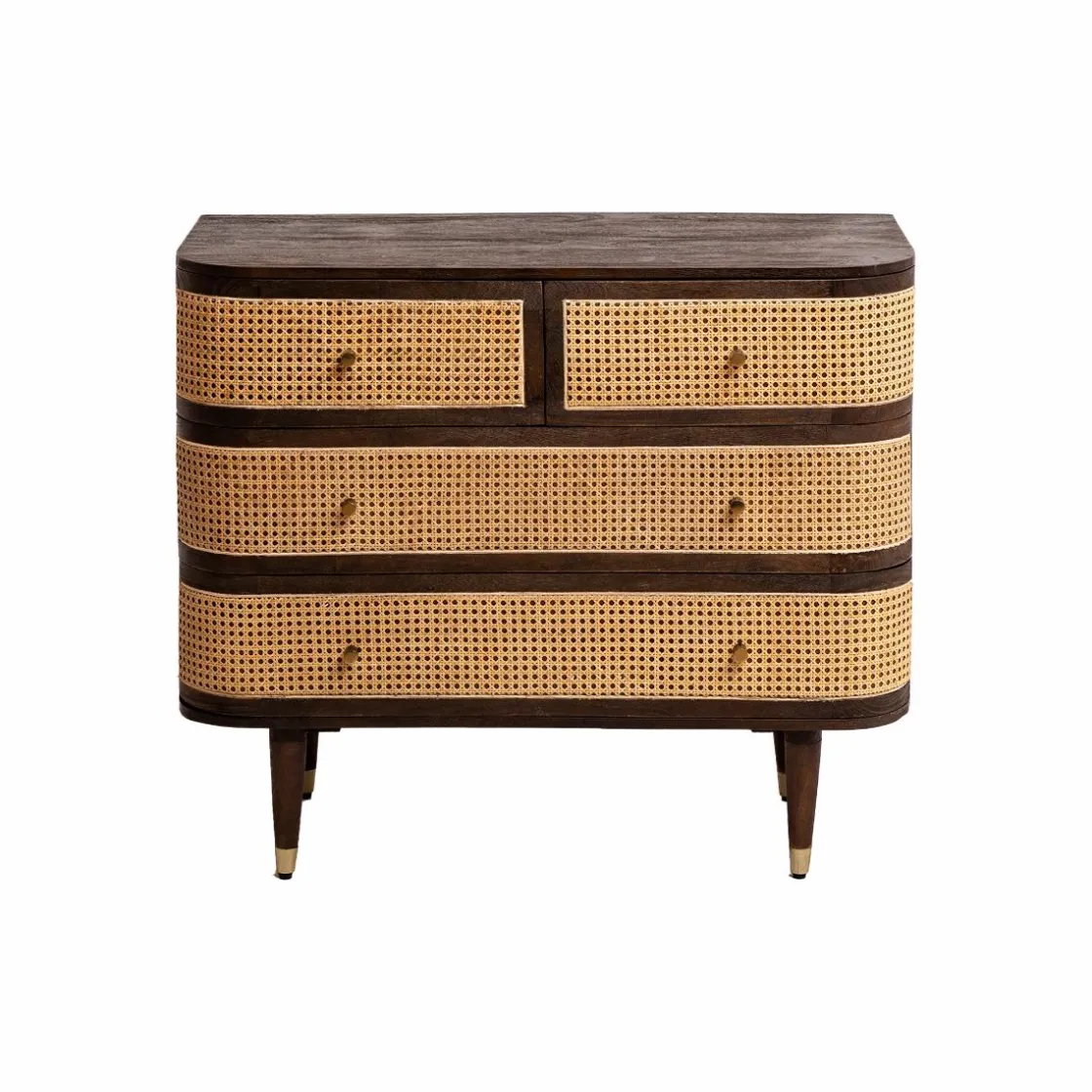 Made in Meubles Commode<Commode 4 tiroirs en bois de manguier et cannage Soren