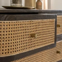 Made in Meubles Commode<Commode 4 tiroirs en bois de manguier et cannage Soren
