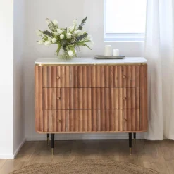 Made in Meubles Commode<Commode en bois d'acacia et marbre blanc Judith