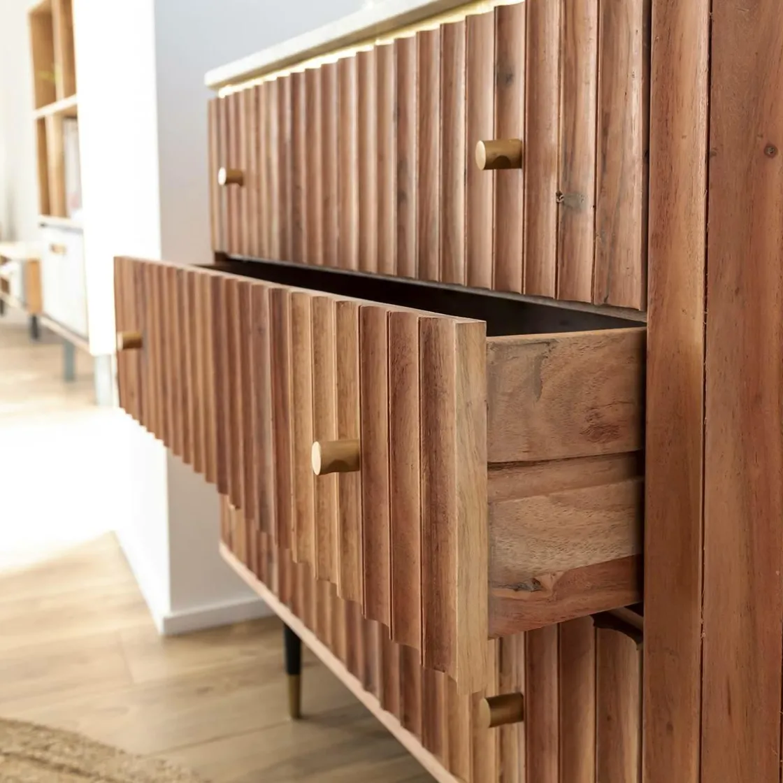 Made in Meubles Commode<Commode en bois d'acacia et marbre blanc Judith