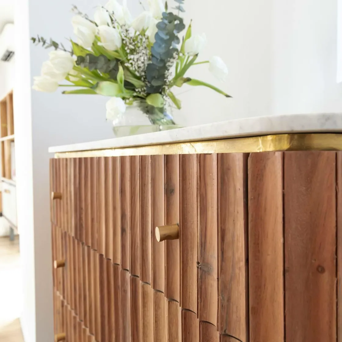 Made in Meubles Commode<Commode en bois d'acacia et marbre blanc Judith