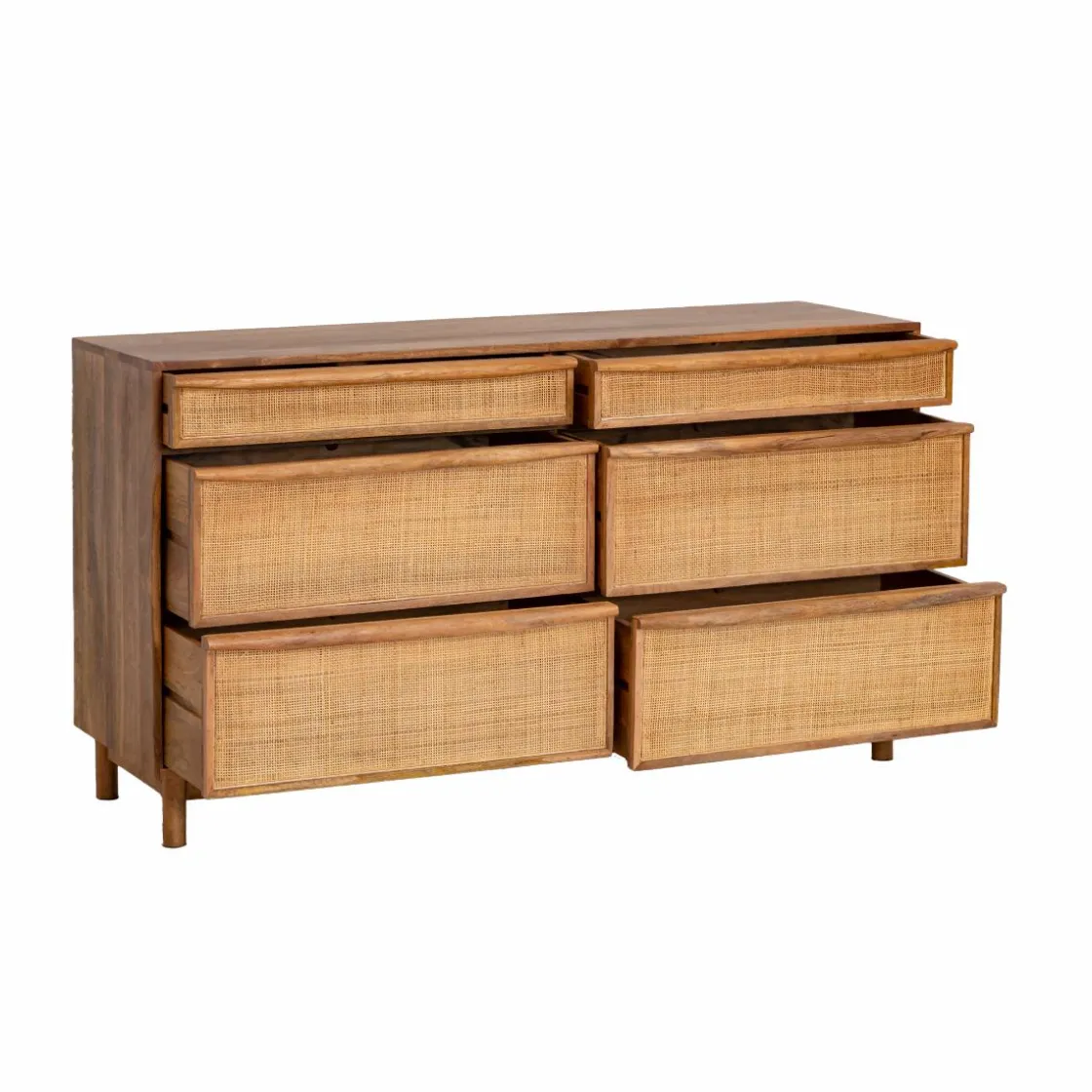 Made in Meubles Commode<Commode en bois de manguier et cannage Rim