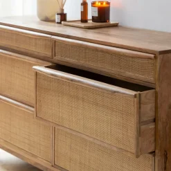 Made in Meubles Commode<Commode en bois de manguier et cannage Rim