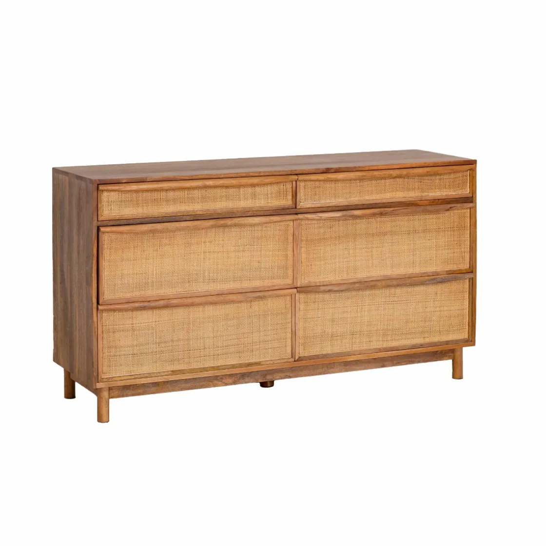 Made in Meubles Commode<Commode en bois de manguier et cannage Rim