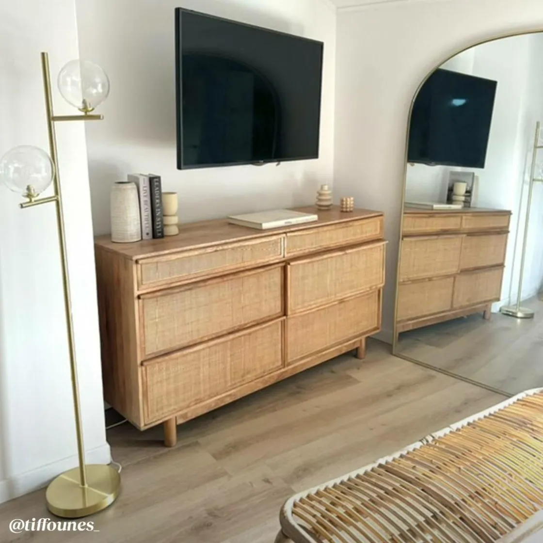 Made in Meubles Commode<Commode en bois de manguier et cannage Rim