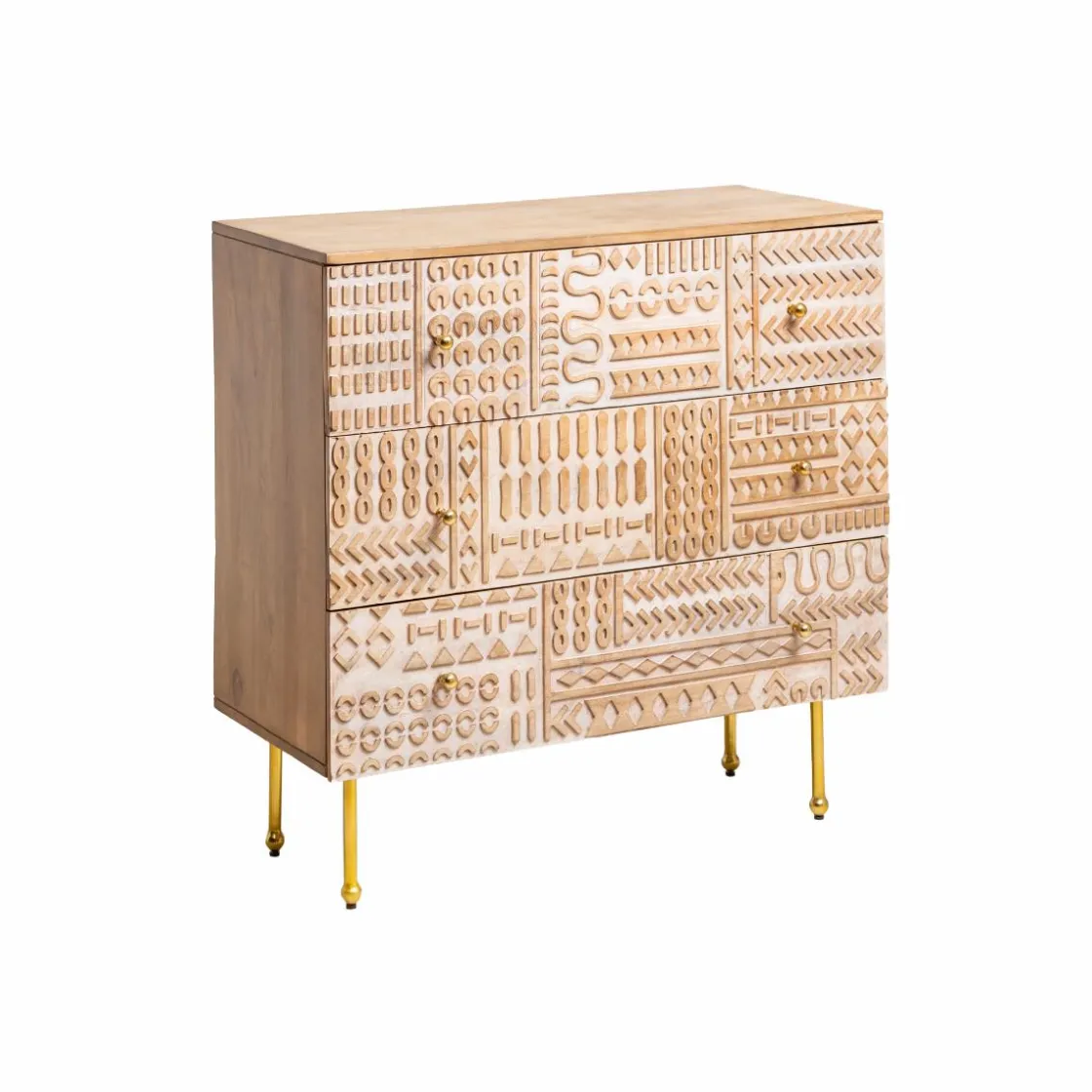 Made in Meubles Commode<Commode en bois de manguier sculpté Léopold