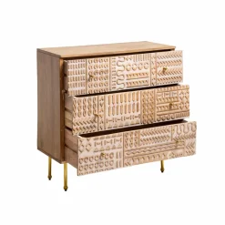 Made in Meubles Commode<Commode en bois de manguier sculpté Léopold