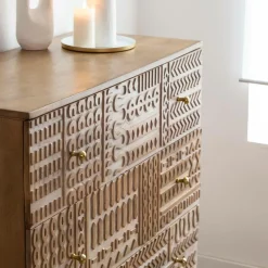 Made in Meubles Commode<Commode en bois de manguier sculpté Léopold