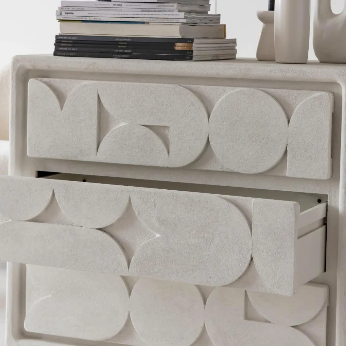 Made in Meubles Commode<Commode en bois effet béton blanc Danaé