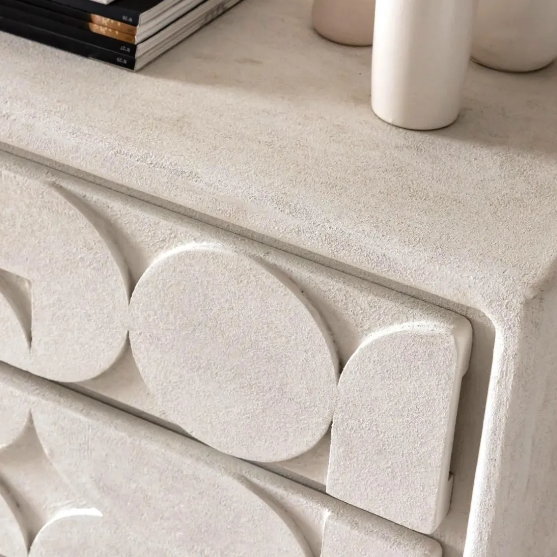 Made in Meubles Commode<Commode en bois effet béton blanc Danaé